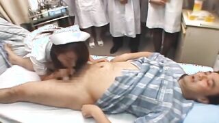 Japanese hospital nurse training day milking patient